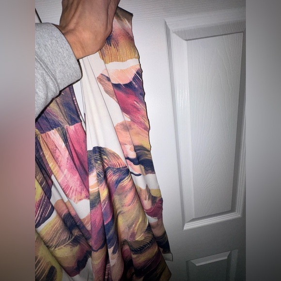 London Times Abstract Floral Halter Maxi Dress Size 6 Raw Hem - Picture 6 of 8